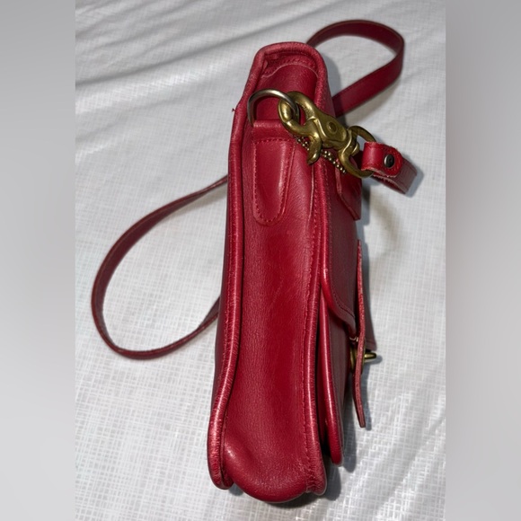 Coach Vintage from 1994 Station bag Red Leather Crossbody Bag L4C-5130 - Picture 4 of 11